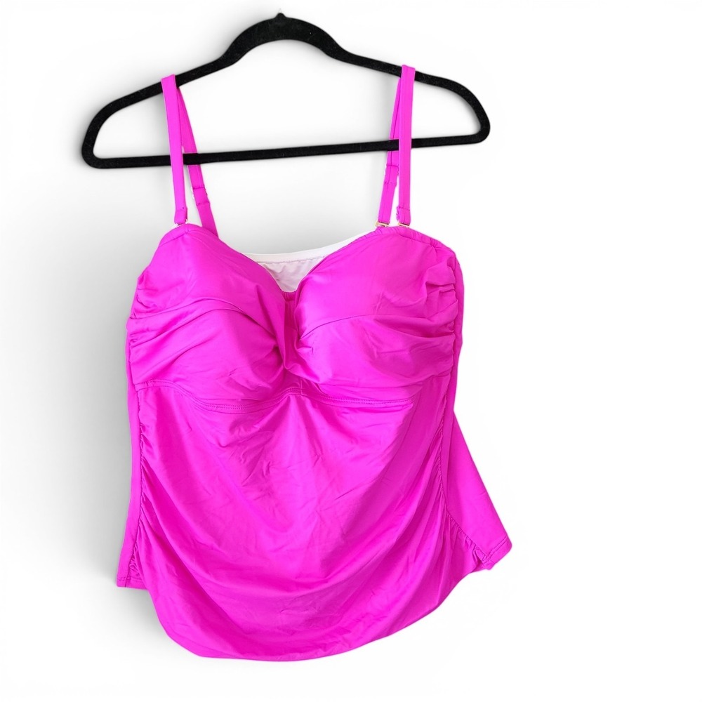 LA BLANCA Tankini Swim Top Women's 18W Hot‎ Pink Top Only